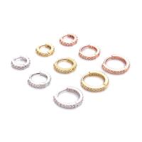 Brass Huggie Hoop Earring Donut plated & micro pave cubic zirconia Sold By Bag