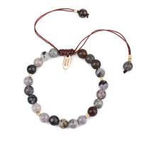 Gemstone Bracelets, plated, adjustable & for woman, more colors for choice, 6mm, Sold Per Approx 6 Inch Strand