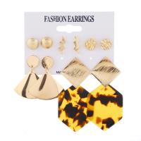 Zinc Alloy Drop Earrings with Acrylic gold color plated 6 pieces & for woman nickel lead & cadmium free Sold By Set