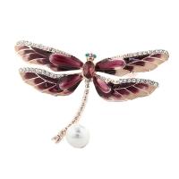 Zinc Alloy Brooches with Plastic Pearl Dragonfly plated cute & Unisex nickel lead & cadmium free Sold By Lot