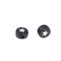 Acryl Schmuck Perlen, flache Runde, mit einem Muster von Stern, keine, frei von Nickel, Blei & Kadmium, 7x7x4mm, 3600PCs/Tasche, verkauft von Tasche