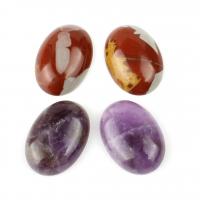 Natural Gemstone Cabochons, Agate, Ellipse, more colors for choice, 25x18mm, 5PCs/Bag, Sold By Bag