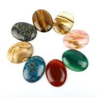 Natural Gemstone Cabochons, Agate, Ellipse, more colors for choice, 40x30mm, 5PCs/Bag, Sold By Bag