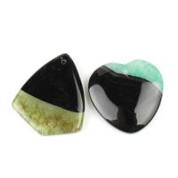 Gemstone Medálok Ékszer, Achát, fekete, 30~55mm, 5PC-k/Bag, Által értékesített Bag