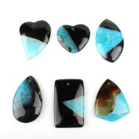 Gemstone Pendants Jewelry Agate blue 30~55mm Sold By Bag