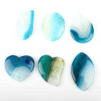Gemstone Pendants Jewelry Agate light blue 30~55mm Sold By Bag