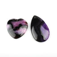 Gemstone Pendants Jewelry, Agate, purple, 30~55mm, 5PCs/Bag, Sold By Bag