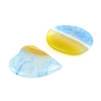 Natural Gemstone Cabochons, Agate, blue and yellow, 30~55mm, 5PCs/Bag, Sold By Bag