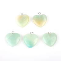 Gemstone Vedhæng Smykker, Agate, Heart, lysegrøn, 20*20mm, 5pc'er/Bag, Solgt af Bag