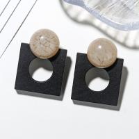 Acryl Schmuck Ohrring, Acetat-Blatt, Geometrisches Muster, für Frau, keine, 34x29mm, verkauft von Paar