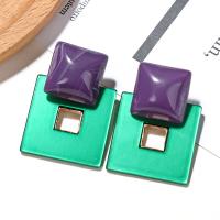 Acrylic Jewelry Earring, Geometrical Pattern, for woman, more colors for choice, 40x29mm, Sold By Pair