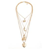 Mode-Multi-Layer-Halskette, Zinklegierung, goldfarben plattiert, mehrschichtig & Twist oval & für Frau, frei von Nickel, Blei & Kadmium, verkauft per ca. 13.8 ZollInch Strang