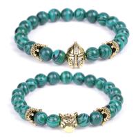 Gemstone Bracelet, with Malachite, gold color plated, different materials for choice & Unisex & radiation protection, more colors for choice, 8mm, Sold Per Approx 7.3 Inch Strand