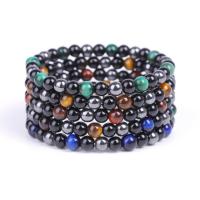 Natural Gemstone with Hematite Bracelets Round elastic & Unisex & radiation protection 6mm Sold Per Approx 7.1 Inch Strand