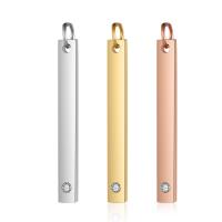 Stainless Steel Pendants, Rectangle, plated, DIY & different size for choice & with rhinestone, more colors for choice, 6PCs/Bag, Sold By Bag