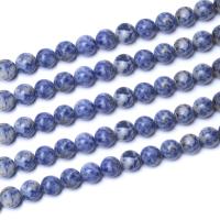 Blauer Tupfen Stein Perlen, blauer Punkt, rund, verschiedene Größen vorhanden, blau, verkauft von Strang