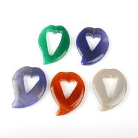 Gemstone Pendants Jewelry, Agate, Heart, more colors for choice, 40x32x5mm, 5PCs/Bag, Sold By Bag