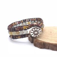 Gemstone Bracelets, Natural Stone, Geometrical Pattern, multilayer & braided bracelet & Unisex, multi-colored, 200mm, Sold By PC