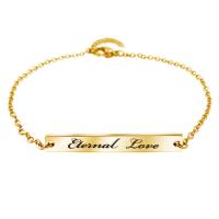 Bijoux bracelet en acier inoxydable, Placage de couleur d'or, réglable & chaîne ovale & avec le motif de lettre & pour femme, 5x38mm, Vendu par Environ 8 pouce brin