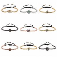 Cubic Zirconia Micro Pave Brass Bracelet, gold color plated, Unisex & adjustable & different styles for choice & micro pave cubic zirconia, more colors for choice, Sold Per Approx 6.3 Inch Strand