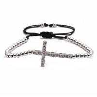 Cubic Zirconia Micro Pave Brass Bracelet plated Unisex & adjustable & micro pave cubic zirconia nickel lead & cadmium free Sold Per Approx 6.3 Inch Strand