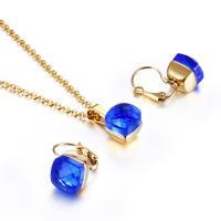 Edelstahl Schmucksets, Ohrring & Halskette, mit Kristall, goldfarben plattiert, für Frau, keine, 22x11mm,10mm, verkauft von setzen