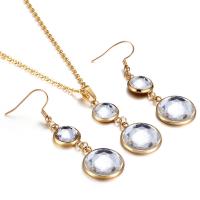 Fashion Stainless Steel Jewelry Sets earring & necklace with Crystal gold color plated for woman Sold By Set