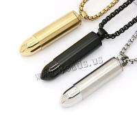 Titanium Steel Cinerary Casket Pendant, Bullet, plated, Unisex & different styles for choice & with letter pattern, more colors for choice, 10x47mm, Length:Approx 23.6 Inch, 3PCs/Lot, Sold By Lot