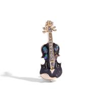 Tibetan Style Brooches, with enamel, Violin, plated, fashion jewelry & Unisex & with rhinestone, nickel, lead & cadmium free, 38x14mm, Sold By PC