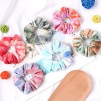 Hair Scrunchies Velveteen with Rubber Band Geometrical Pattern for woman Sold By PC