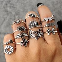 Tibetan Style Ring Set, antique silver color plated, 12 pieces & for woman, nickel, lead & cadmium free, Sold By Set