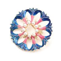 Tibetan Style Brooches, Flower, plated, for woman & enamel, more colors for choice, nickel, lead & cadmium free, 46x46mm, Sold By PC