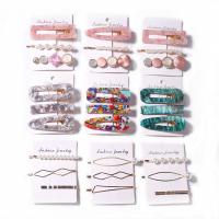 Hair Slide, Acetate, with Plastic Pearl, gold color plated, different styles for choice & for woman & with rhinestone, more colors for choice, 60mm, 10PCs/Lot, Sold By Lot