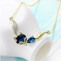 Zinc Alloy Jewelry Necklace with Crystal Fox plated fashion jewelry & for woman nickel lead & cadmium free 40+5cm Sold By Strand