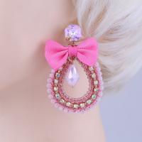 Crystal Earrings, Tibetan Style, with Cloth & Crystal, for woman, more colors for choice, Sold By Pair