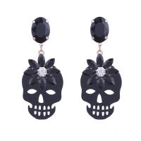 Acrylic Jewelry Earring, Skull, for woman, more colors for choice, 59mm, Sold By Pair