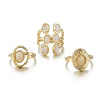 Cink Alloy Ring Set, Cink ötvözet, -val Sea Opal, arany színű aranyozott, három darab & a nő, nikkel, ólom és kadmium mentes, Által értékesített Set