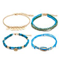 Tibetan Style Anklet, with Seedbead, gold color plated, 4 pieces & for woman, nickel, lead & cadmium free, Sold By Set