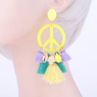 Fashion Fringe Earrings, Tibetan Style, with Cotton & Resin, for woman, more colors for choice, Sold By Pair