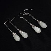 925 Sterling Silver Drop &  Dangle Earrings with Hetian Jade & for woman Sold By Pair