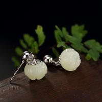 925 Sterling Silver Drop &  Dangle Earrings, with Hetian Jade, for woman, Sold By Pair