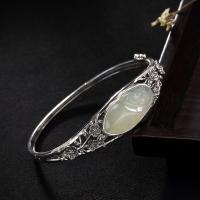 925 Sterling Silver Bangle, with Hetian Jade, for woman, 2.5-16mm, Sold By PC
