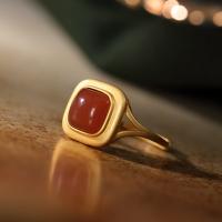 Solidny srebrny pierścień, 925 Srebro, Platerowane prawdziwym złotem, regulowany & dla kobiety, dostępnych więcej kolorów, 10x10mm,2mm, rozmiar:8, sprzedane przez PC