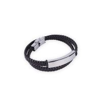 Stainless Steel Jewelry Bracelet with PU Leather plated fashion jewelry & for man Sold By PC