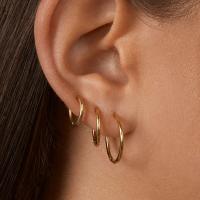 Titanium Steel Hoop Earring Donut gold color plated golden Sold By Pair