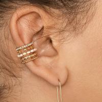 Zinklegierung Ohrring Clip, goldfarben plattiert, mit Kunststoff-Perlen & mit Strass, goldfarben, frei von Nickel, Blei & Kadmium, verkauft von PC