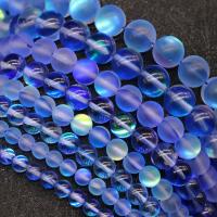 Runde Crystal Beads, Månesten, du kan DIY & forskellig størrelse for valg, mørkeblå, Solgt Per Ca. 15 inch Strand