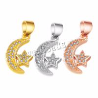 Cubic Zirconia Micro Pave Brass Pendant, with Cubic Zirconia, fashion jewelry, more colors for choice, 15x10mm, Sold By PC