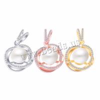 Cubic Zirconia Micro Pave Brass Pendant, with Plastic Pearl, fashion jewelry, more colors for choice, 30x18mm, Sold By PC