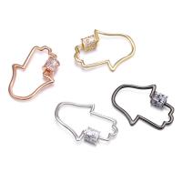 Brass Carabiner Key Ring, with Cubic Zirconia, fashion jewelry, more colors for choice, 31x22mm, Sold By PC